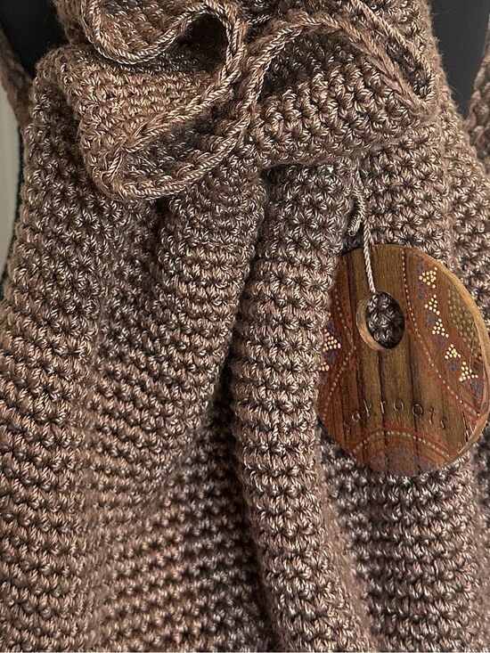Clean & gently used - SAKROOTS Handcrafted Brown Knit Drawstring Backpack main image 5